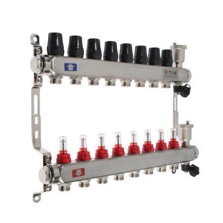 Коллекторная группа для теплого водяного пола 1" х 3/4" 8