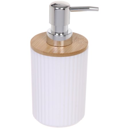 Дозатор для жидкого мыла Франко пластик/бамбук цвет белый настольный