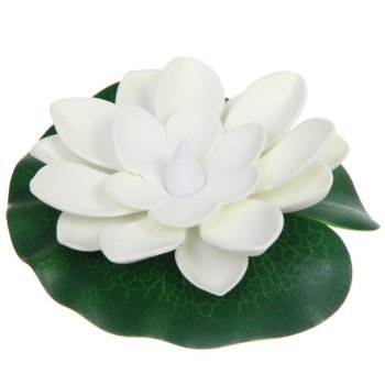 Цветок водоплавающий ДоброСад Кувшинка с подсветкой 10см белый