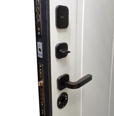 Дверь входная Атлант 1Ф 860х2050 (мм) правая графит -  дублин белый
