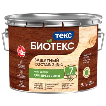 Антисептик Текс BIOTEKS 2 в 1 декоративный орех 9 л