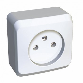 Розетка силовая одноместная накладная Schneider Electric Этюд без заземления, цвет белый, арт. PA16-002B