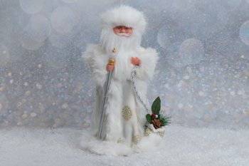 Дед Мороз музыкальный 20х40 см белый