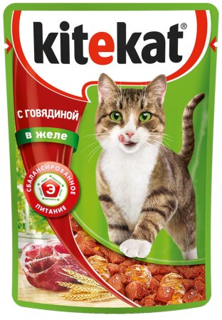 Корм консервированный для кошек Kitekat говядина в желе 85г