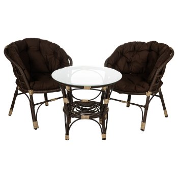Комплект садовой мебели Багамы Лайт стол, 2 кресла коричневый