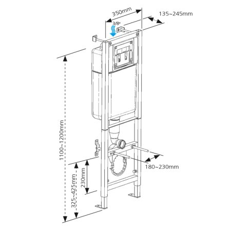Инсталляция Cersanit Black для подвесных унитазов ширина 350 мм