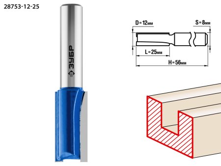 Фреза Зубр пазовая прямая 12 мм 1 шт Фреза Зубр пазовая прямая 12 мм 1 шт