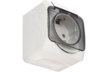 Розетка силовая одноместная накладная Schneider Electric Этюд IP44 с заземлением, цвет белый, арт. PA16-044B