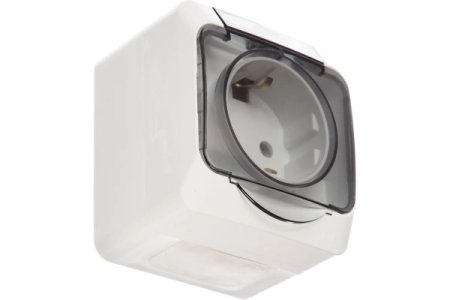 Розетка силовая одноместная накладная Schneider Electric Этюд IP44 с заземлением, цвет белый, арт. PA16-044B