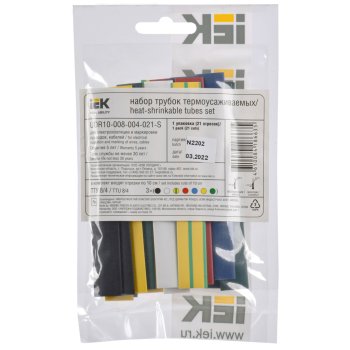 Набор термоусадочных трубок IEK 8/4мм 21шт. 0,1м мультиколор