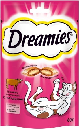Лакомство  для кошек Dreamies Подушечки говядина 60г