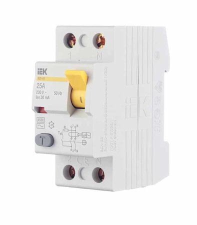 Выключатель дифференциальный (УЗО) ВД1-63 IEK 2P 25A 30мА