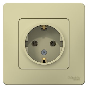 Розетка силовая одноместная встраиваемая Schneider Electric Blanca с заземлением, цвет бежeвый, арт. BLNRS001017