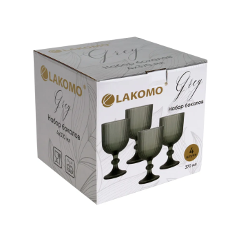 Набор бокалов для вина Grey цвет серый 370мл 4шт