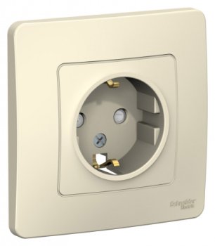 Розетка силовая одноместная встраиваемая Schneider Electric Blanca с заземлением, цвет молочный, арт. BLNRS001112