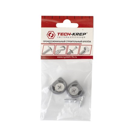 Мебельная стяжка 20х16 мм 2 шт. серая