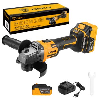 Шлифмашина угловая DEKO DKAG-125 20В Li-lon 2x4Ач 125мм