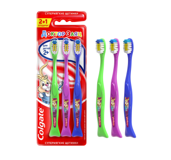 Зубная щетка Colgate Для детей 2+, жесткость супермягкая