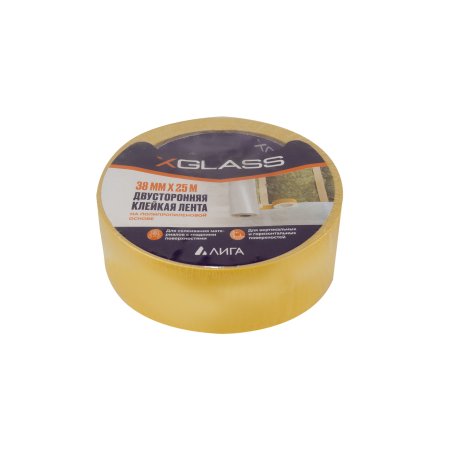 Лента двусторонняя XGLASS 38 мм x 25м на полипропиленовой основе белый
