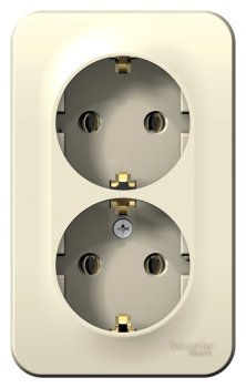 Розетка силовая двойная накладная Schneider Electric Blanca с заземлением, цвет молочный, арт. BLNRA010212