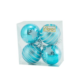 Набор шаров Снежная дымка 6 см цвет голубой 4шт