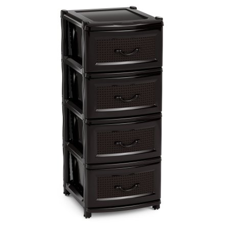 Комод пластик Эконом 4 секции коричневый