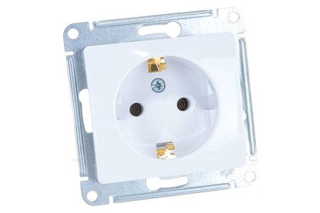Розетка силовая одноместная встраиваемая Schneider Electric Glossa с заземлением, цвет белый, арт. GSL000143