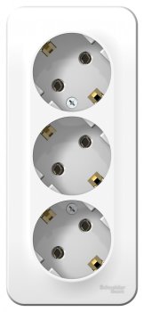 Розетка силовая тройная накладная Schneider Electric Blanca с заземлением, цвет белая, арт. BLNRA010311