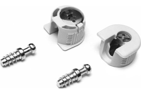 Мебельная стяжка 20х16 мм 2 шт. белая