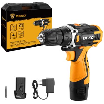 Дрель-шуруповерт аккумуляторная DEKO DKCD12V Li-lon 12В 2x1,5Ач 32Нм