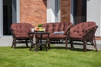 Комплект садовой мебели Багамы стол, 2 кресла, диван коричневый