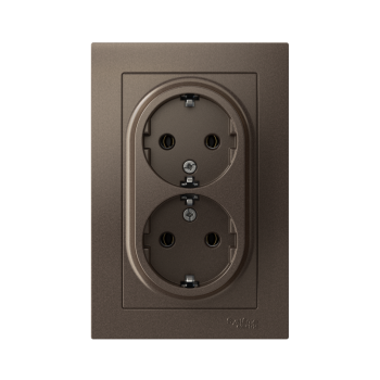 Розетка силовая двойная встраиваемая Schneider Electric AtlasDesign с заземлением, цвет мокко, арт. ATN000624