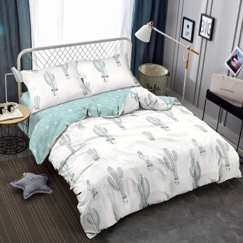 Комплект постельного белья Tropical полутороспальный макосатин бело-зеленый Комплект постельного белья Tropical полутороспальный макосатин бело-зеленый