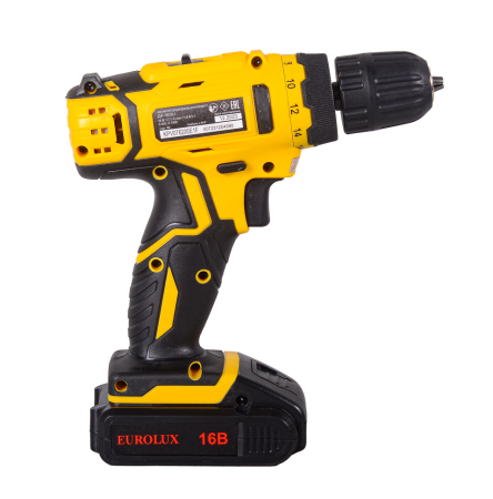Дрель-шуруповерт аккумуляторная Eurolux ДА-16/2Li Li-ion 16В 2x1,5Ач 30Нм