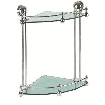 Полка для ванной 2 ярусная угловая Стекло цвет хром