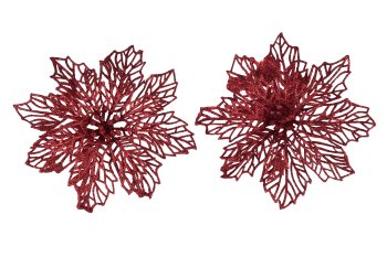 Цветок декоративный Пуансеттия 12х13см цвет красный 2шт Цветок декоративный Пуансеттия 12х13см цвет красный 2шт