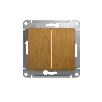Выключатель встраиваемый Schneider Electric Glossa 2 кл. дуб, без подсветки, арт. GSL000551