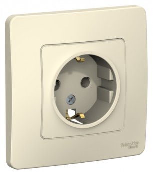 Розетка силовая одноместная встраиваемая Schneider Electric Blanca с заземлением, цвет молочный, арт. BLNRS001012
