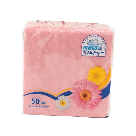 Салфетки бумажные Семья и комфорт Микс 24х24см 50шт