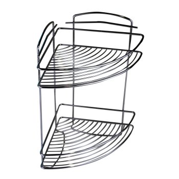 Полка для ванной 2 ярусная угловая цвет хром