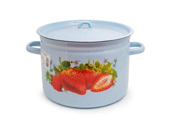 Кастрюля Сочная клубника 12л эмалированная сталь