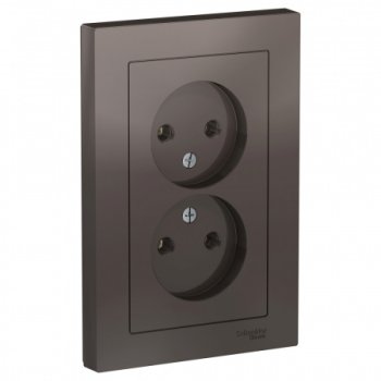 Розетка силовая двойная встраиваемая Schneider Electric AtlasDesign без заземления, цвет мокко, арт. ATN000620