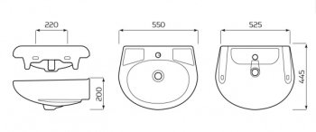 Раковина Лобненский стройфарфор Антей фарфор 550мм полукруглая цвет белый