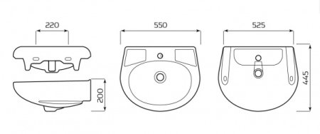 Раковина Лобненский стройфарфор Антей фарфор 550мм полукруглая цвет белый