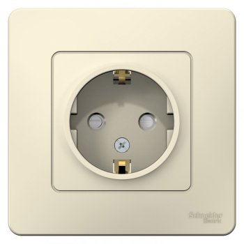 Розетка силовая одноместная встраиваемая Schneider Electric Blanca с заземлением, цвет молочный, арт. BLNRS001112