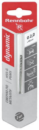 Сверло по металлу RENNBOHR 675020 2 мм 49 мм 2 шт