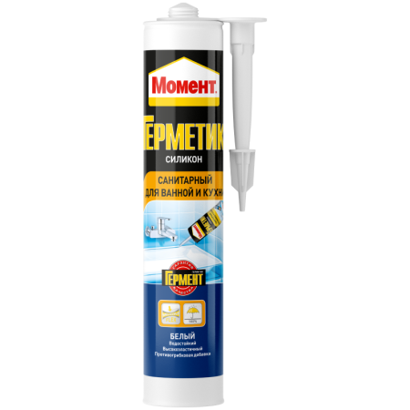 Герметик для ванны и кухни Момент силиконовый белый 280 мл