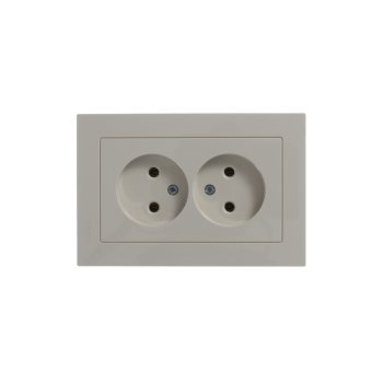 Розетка силовая двойная встраиваемая Schneider Electric AtlasDesign без заземления, цвет бежeвый, арт. ATN000220