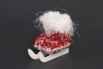 Елочное украшение Коньки 9х10см цвет красная