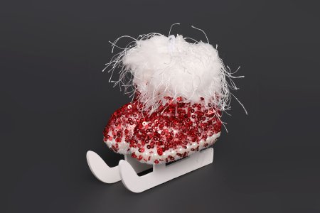 Елочное украшение Коньки 9х10см цвет красная